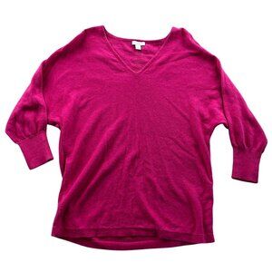 J.Jill Womens Sweater Size XS V-Neck Pulloveer Linen Cotton Pink Dolman Knit